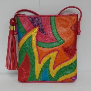 Vintage Sharif Colorful Leather Patchwork Crossbody Bag